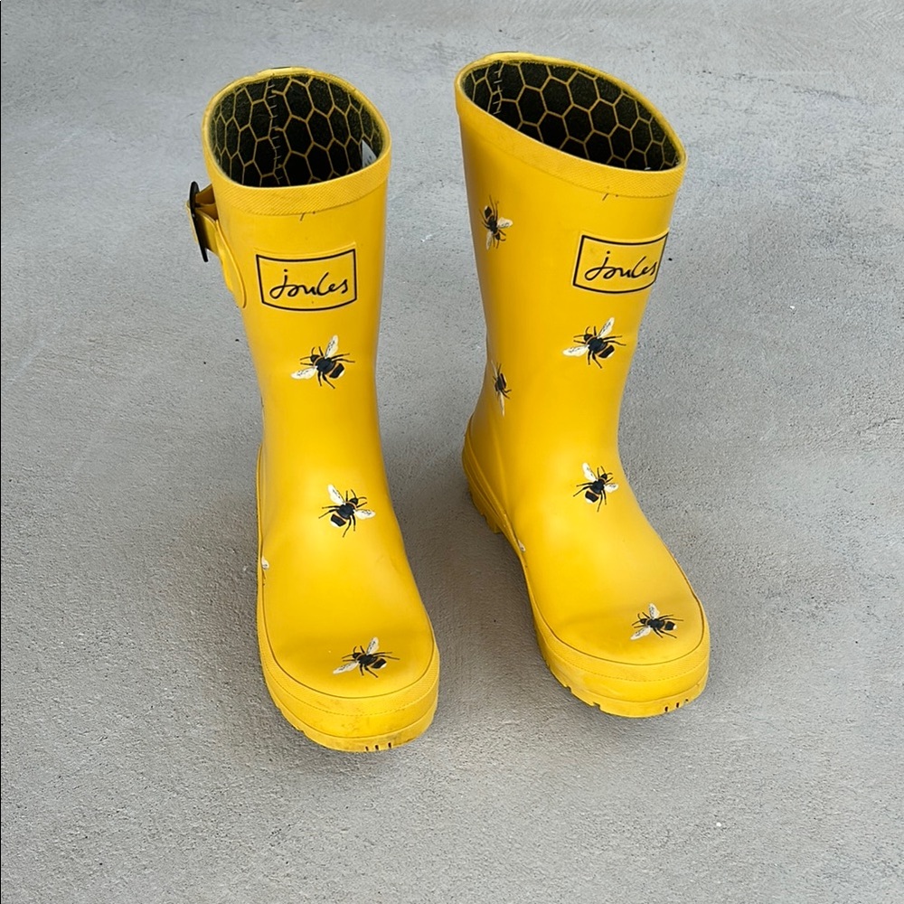 Joules Yellow Bee Print Rain Boots